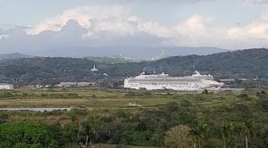 Cruise ship going through the Canal