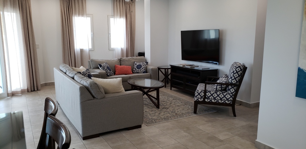 View of the living room from the dining area