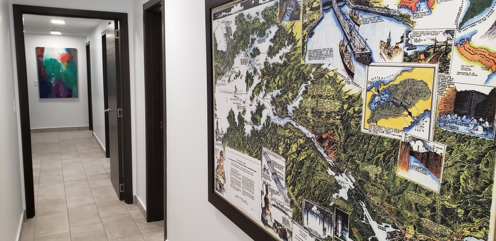 Hallway historic lithograph of Panama Canal from 1925 by Charles H Owens