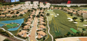 Architectural model Aerial view from Residential Entrance